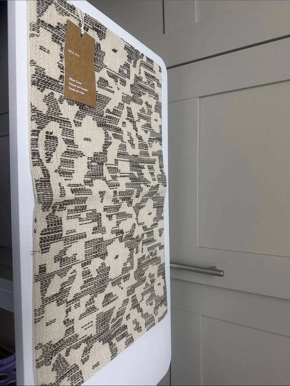 West Elm Neutral Floral Pattern Wall Hanging - Cream and Black NWT